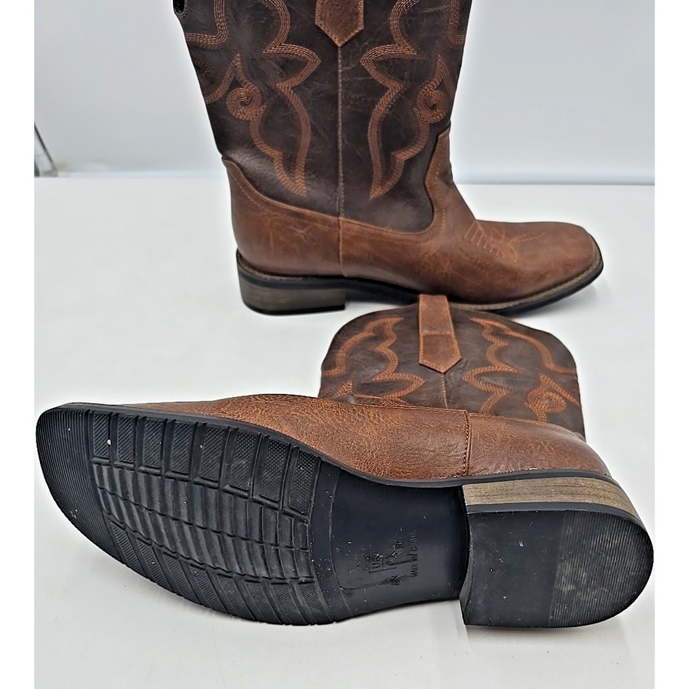 Men's Western Ranchwear Country Rodeo Square Toe Two Toned 11 - Picture 8 of 9